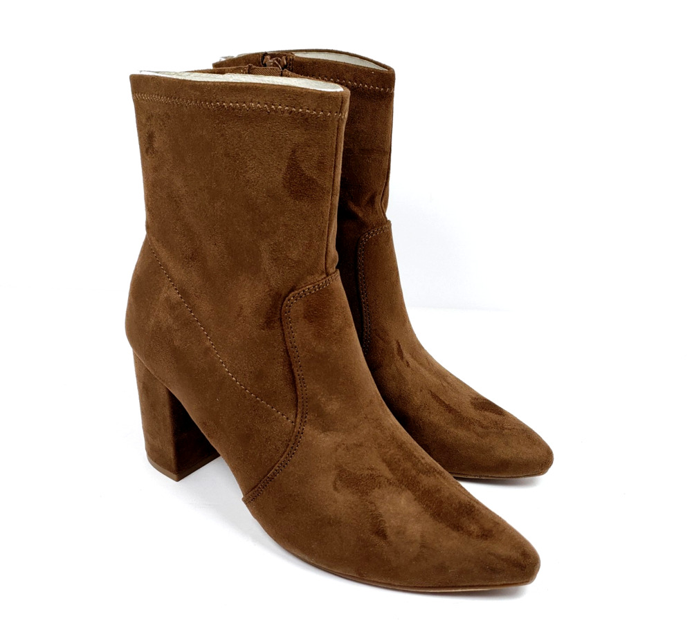 Old Navy Womens Size 7 Coca Brown Side Zip 3.5" Heeled Ankle Bootie Boots